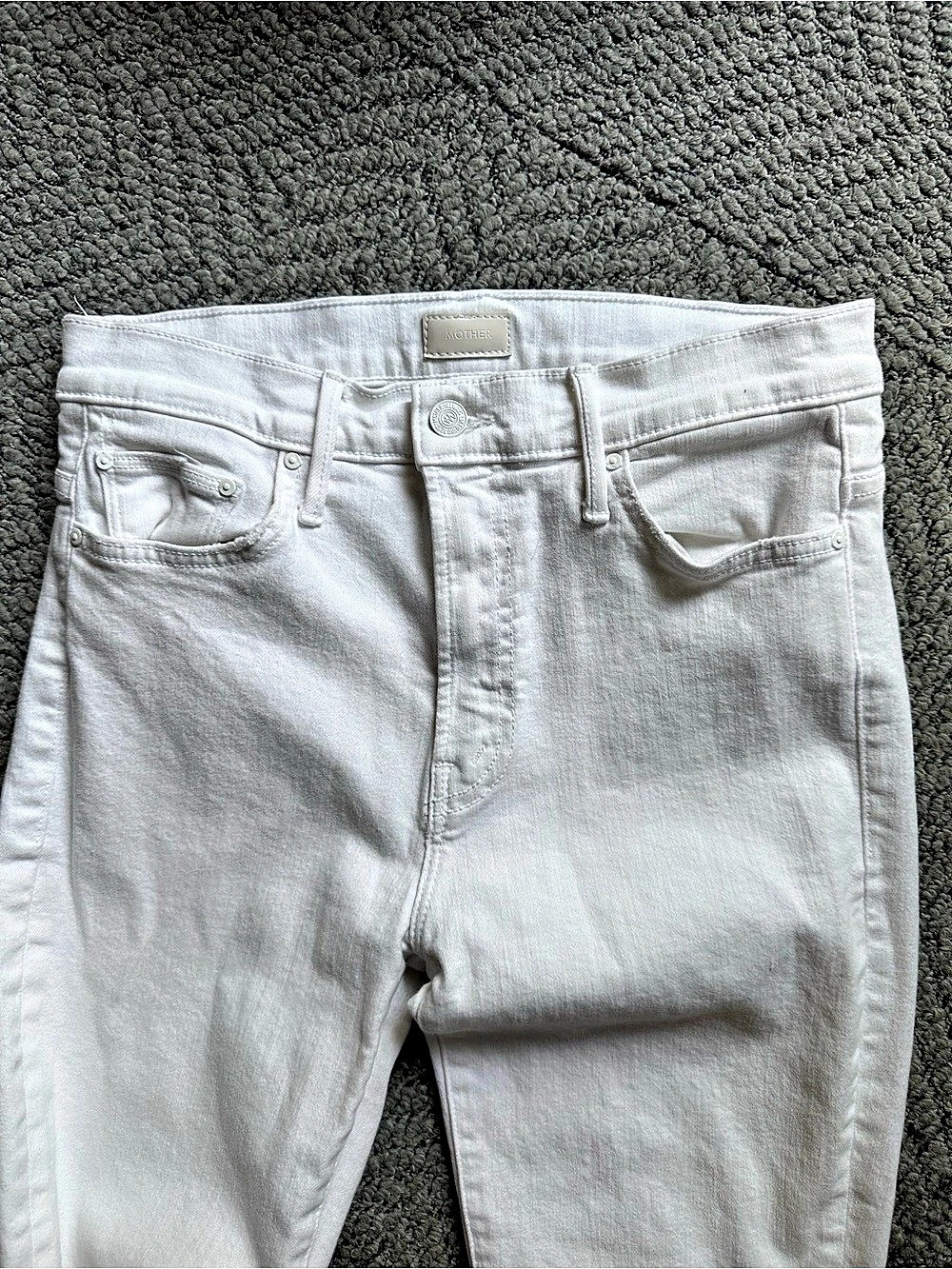 Mother The Insider Crop Step Fray Fairest Of Them All White Jeans Waist 29